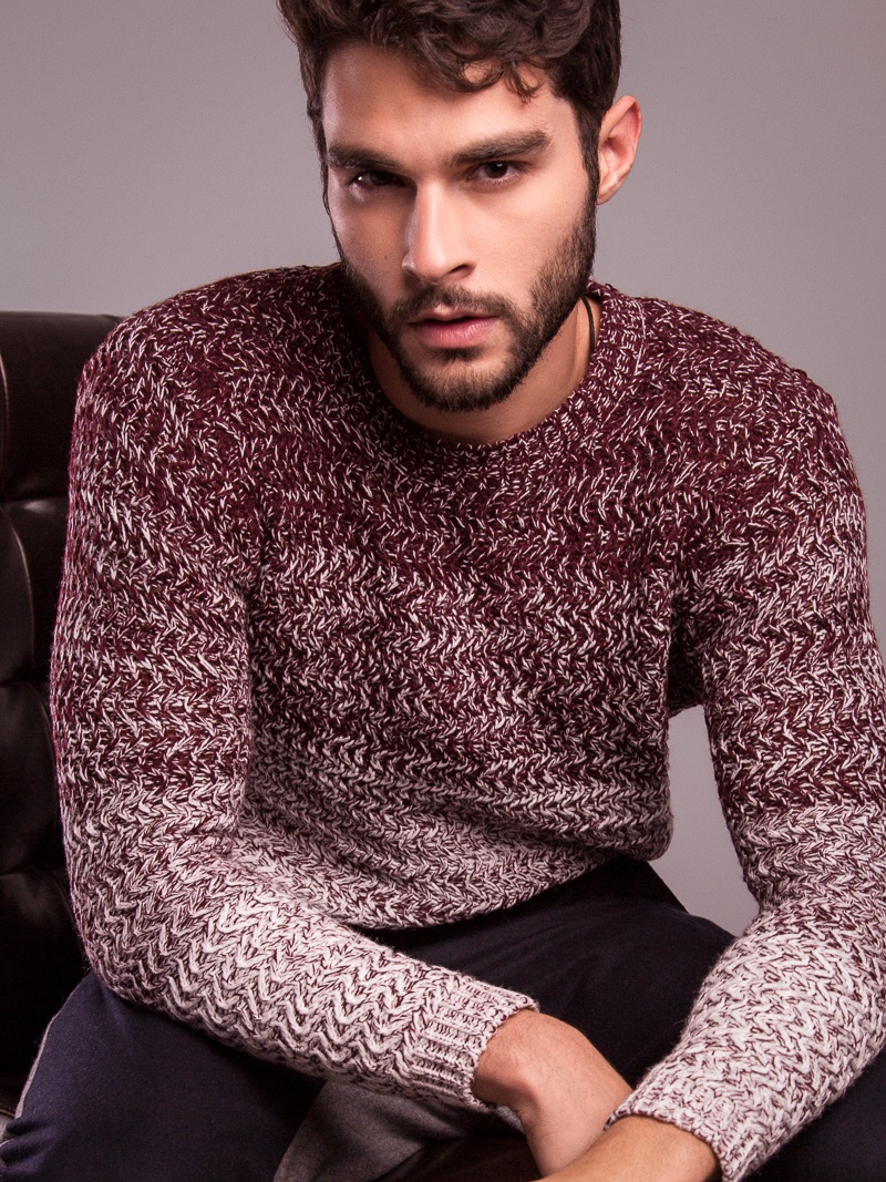 Pedro wears sweater Bracken and pants Leco Harrell.