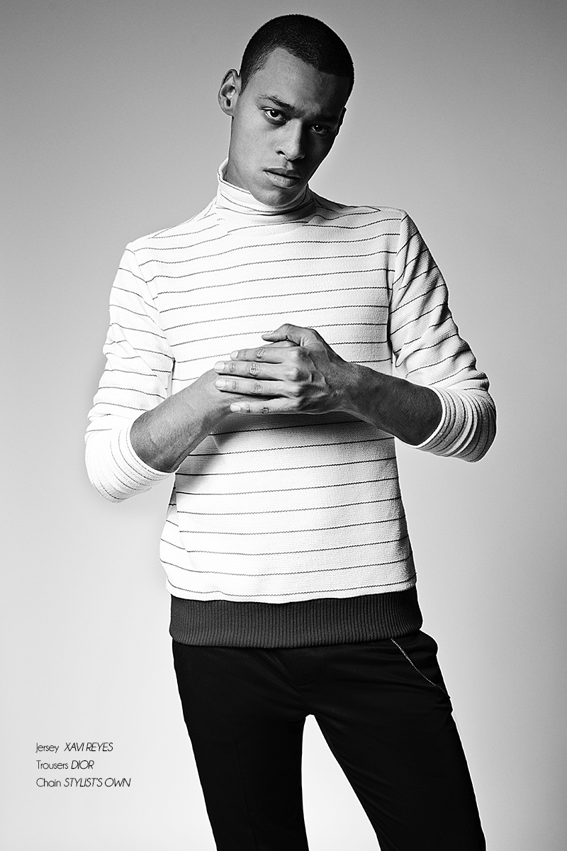Sua wears sweater Xavi Reyes, trousers Dior Homme and chain stylist's own.