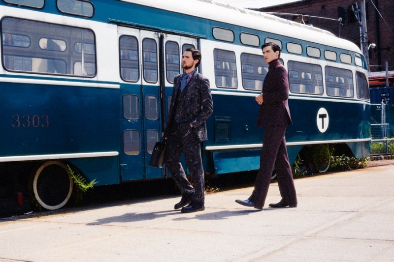 Left to Right: Samuel wears all clothes Etro and bag Cambridge Sachel Company. Daniel wears all clothes Marc Jacobs.