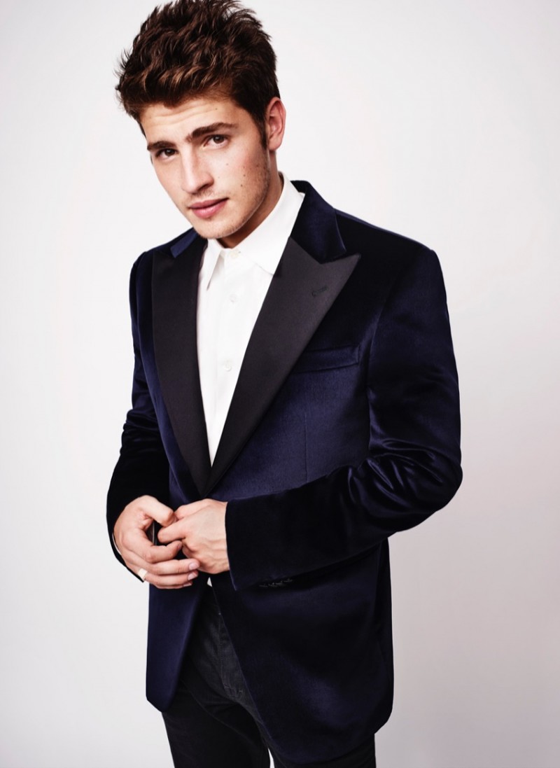 Gregg Sulkin wears dress shirt Prada and suit Valentino.