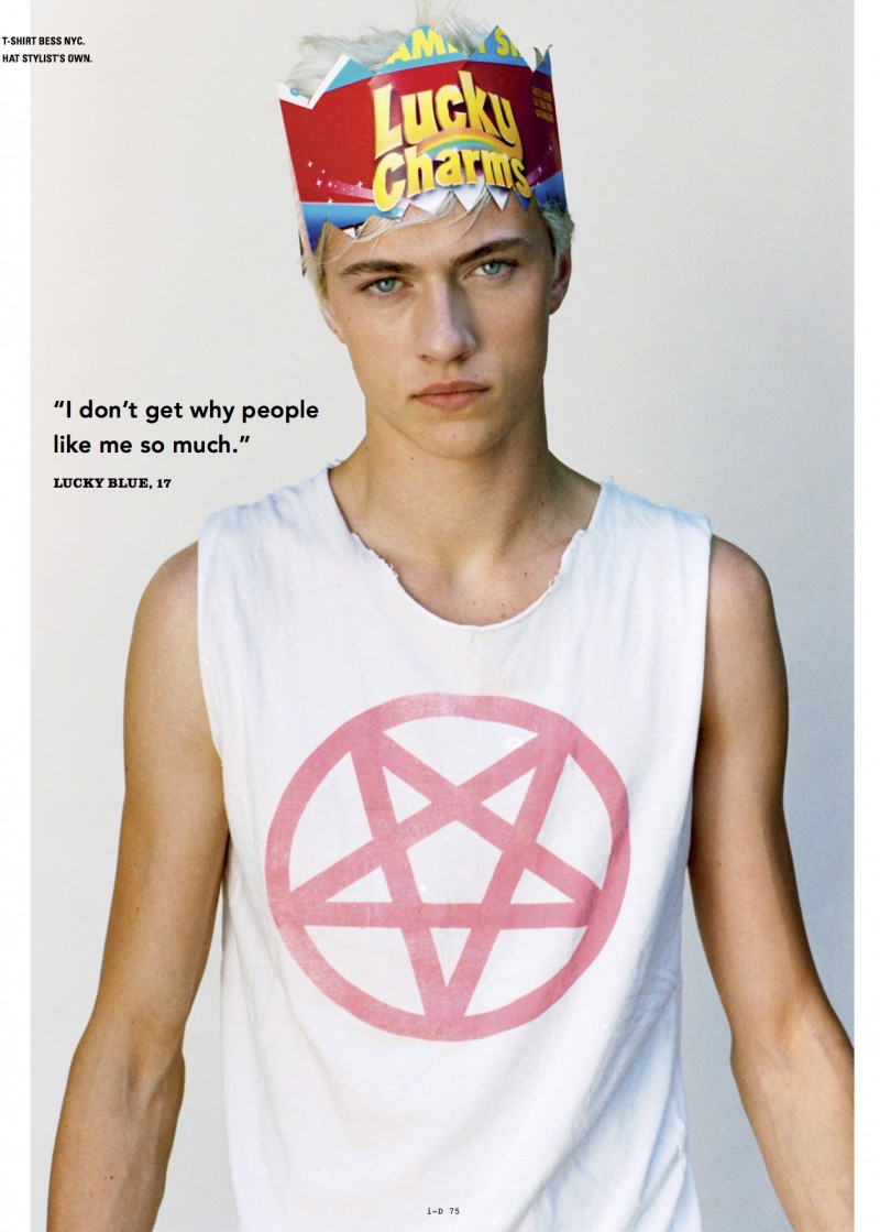 Lucky Blue Smith is styled by Deborah Watson for a youthful i-D spread.