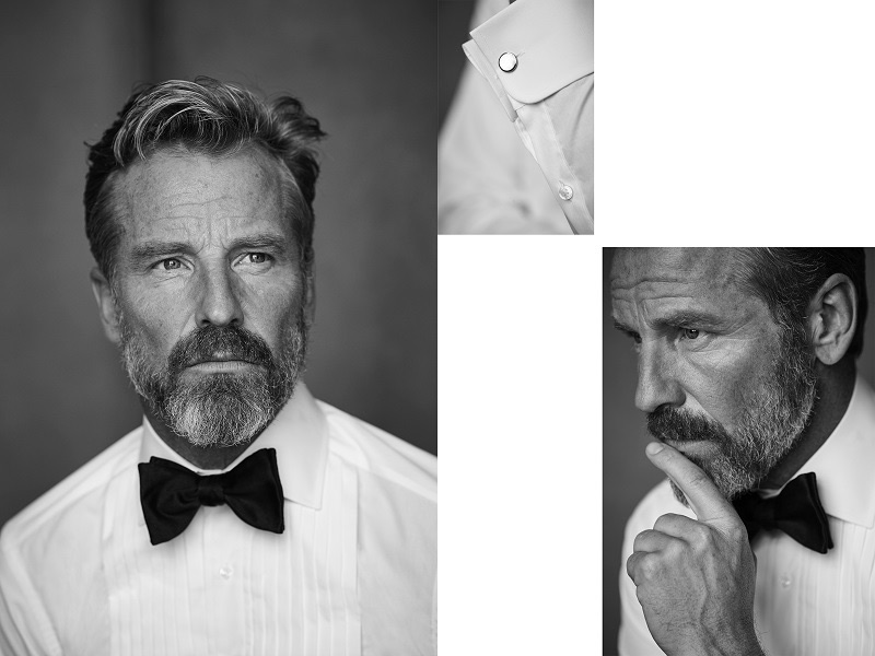 Rainer Andreesen cleans up in a white dress shirt and black bow-tie. » Rainer Andreesen Models Jonathan Mezibov's New Shirt Range Rainer Andreesen cleans up in a white dress shirt and black bow-tie.