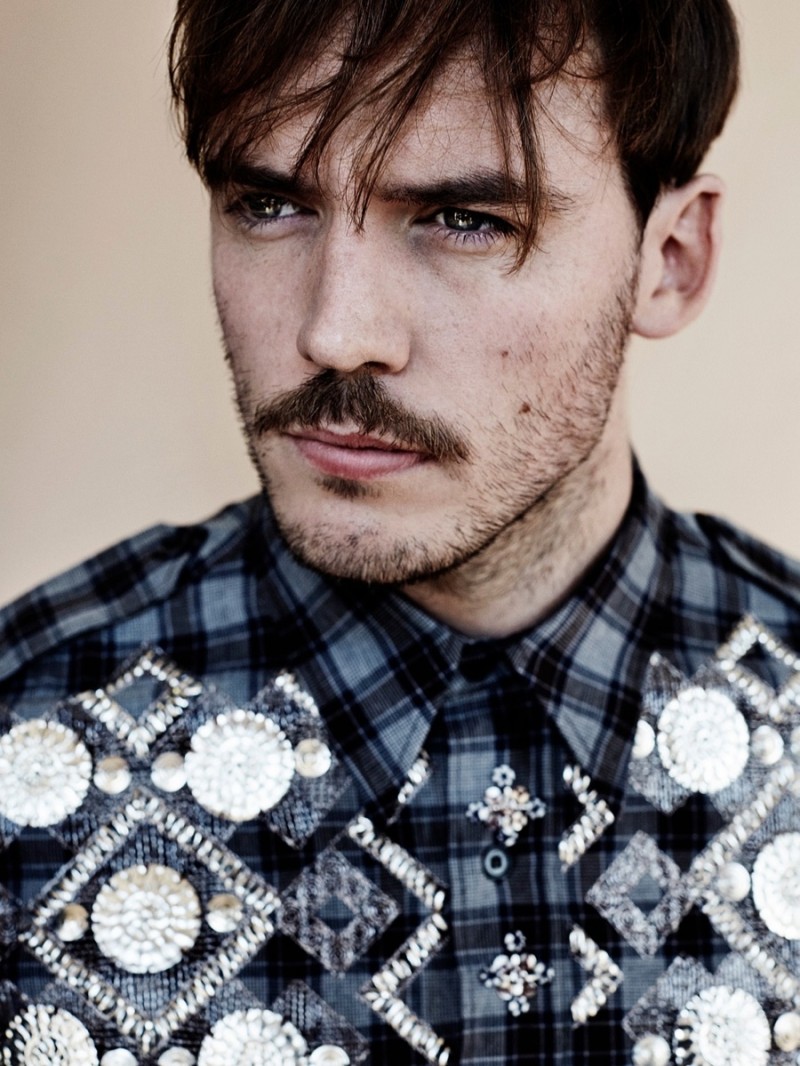 Sam Claflin photographed for The Guardian in Dries Van Noten.