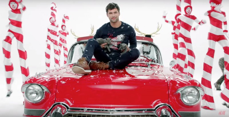Sean O'Pry gets into the festive spirit for H&M's holiday campaign.