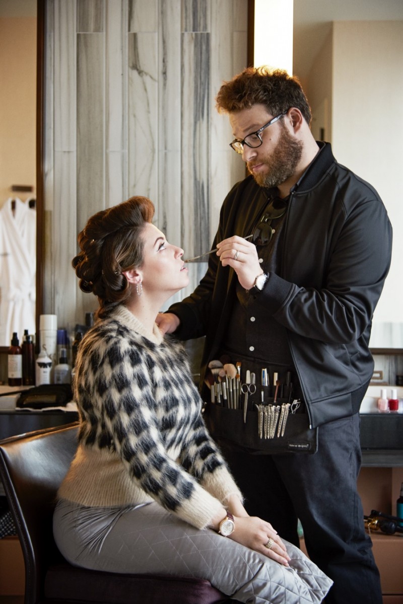 Artist & Muse: Seth Rogen turns makeup artist as he makes up his wife Lauren.