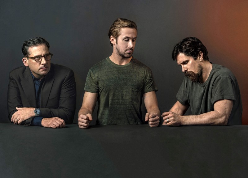 The Big Short stars Steve Carell, Ryan Gosling and Christian Bale come together for a New York Magazine photo shoot.