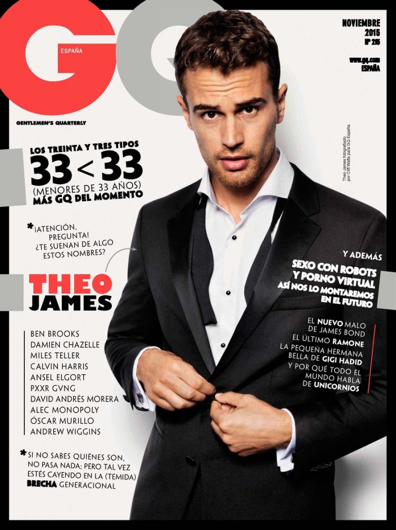 Theo James covers the November 2015 issue of GQ España.