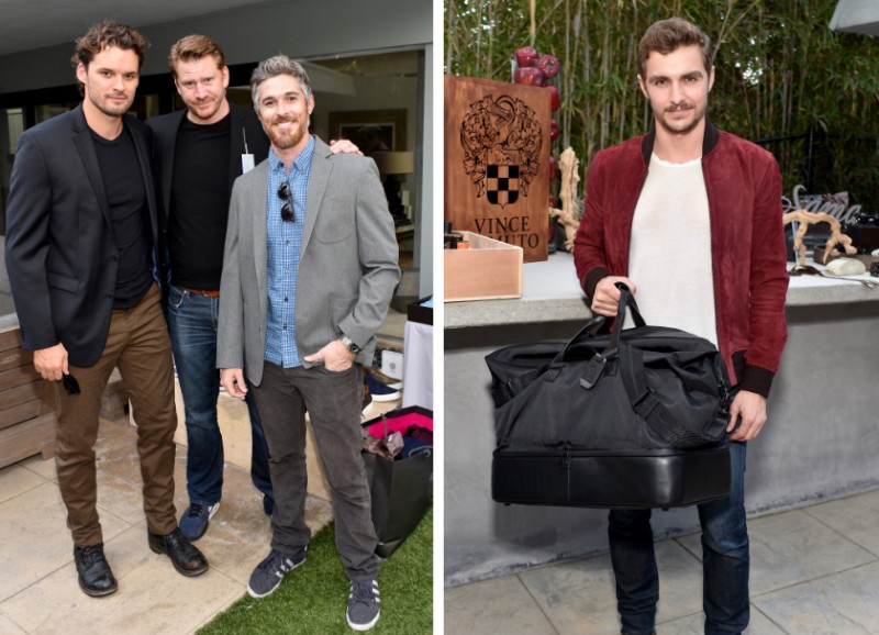 Pictured Left to Right: Austin Nichols, Dash Mihok and Dave Annabel in Vince Camuto blazers. Dave Franco with Vince Camuto's sezze nylon duffle.