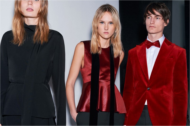 Zara makes a splash with its red velvet jacket.