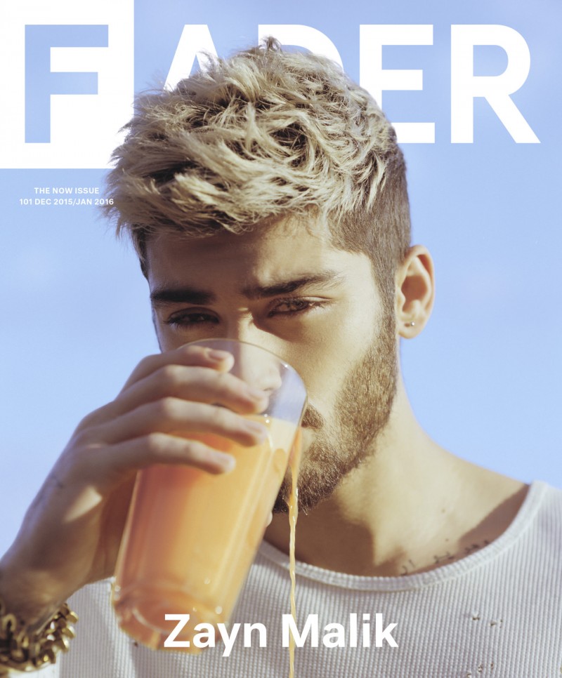 Zayn Malik covers the December 2015 issue of The Fader magazine.