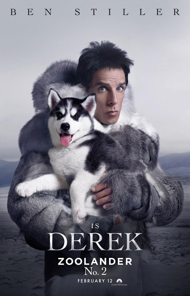 Derek Zoolander (Ben Stiller) embraces an over the top fur look for Zoolander 2 poster artwork.