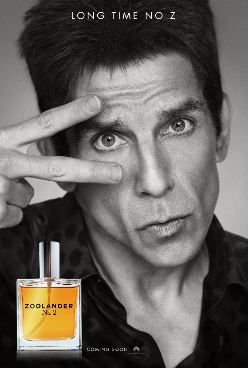 Zoolander 2 movie poster featuring Ben Stiller as Derek Zoolander