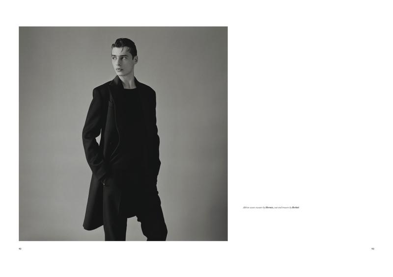Adrien Sahores cut a minimal figure in a black winter ensemble.