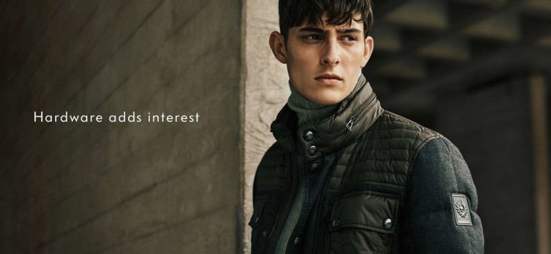 Rhys wears Belstaff Welbeck Wax Knit Quilted Jacket