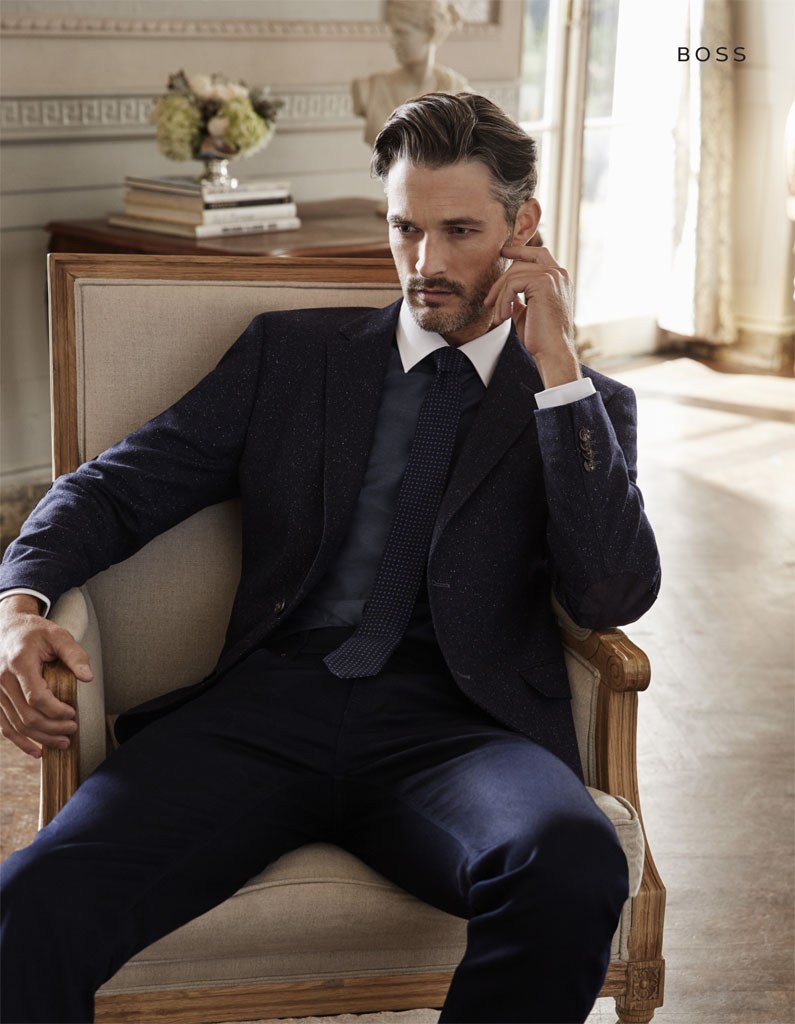 Ben Hill cleans up in a suit from BOSS by Hugo Boss for El Palacio de Hierro.