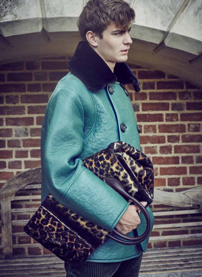 Ben wears a statement coat from Burberry Prorsum's fall-winter 2015 collection.