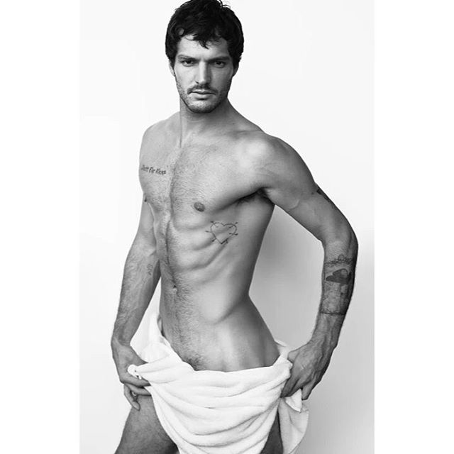 Chase Dusatko photographed by Mario Testino for the photographer's Towel Series.