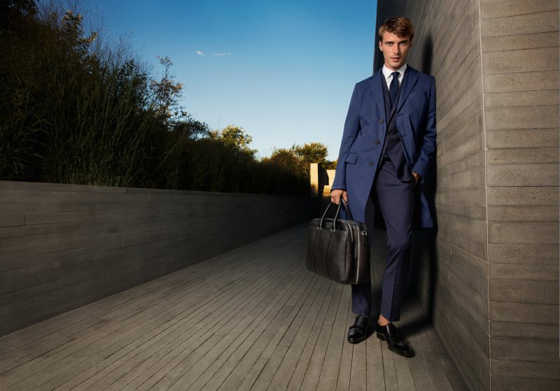 Clément Chabernaud is dapper in navy for BOSS by Hugo Boss' spring-summer 2016 campaign.