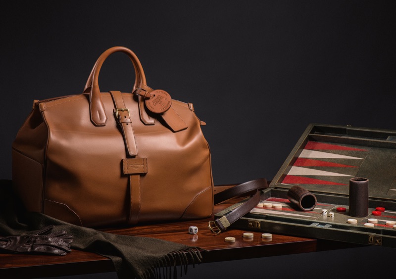 Dunhill's luxurious leather goods are front and center as part of its holiday catalogue.