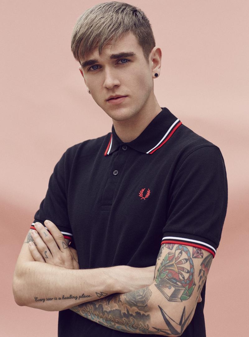 Gabriel-Kane Day-Lewis models a Fred Perry polo shirt for the pages of Teen Vogue.