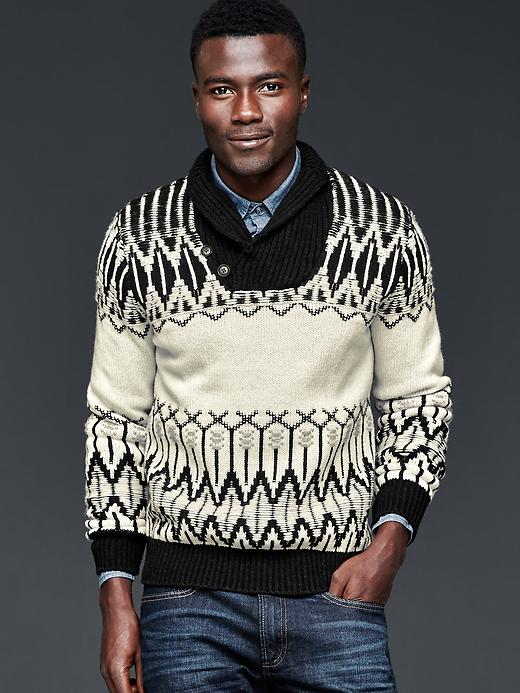 Gap Fair Isle Shawl Collar Sweater