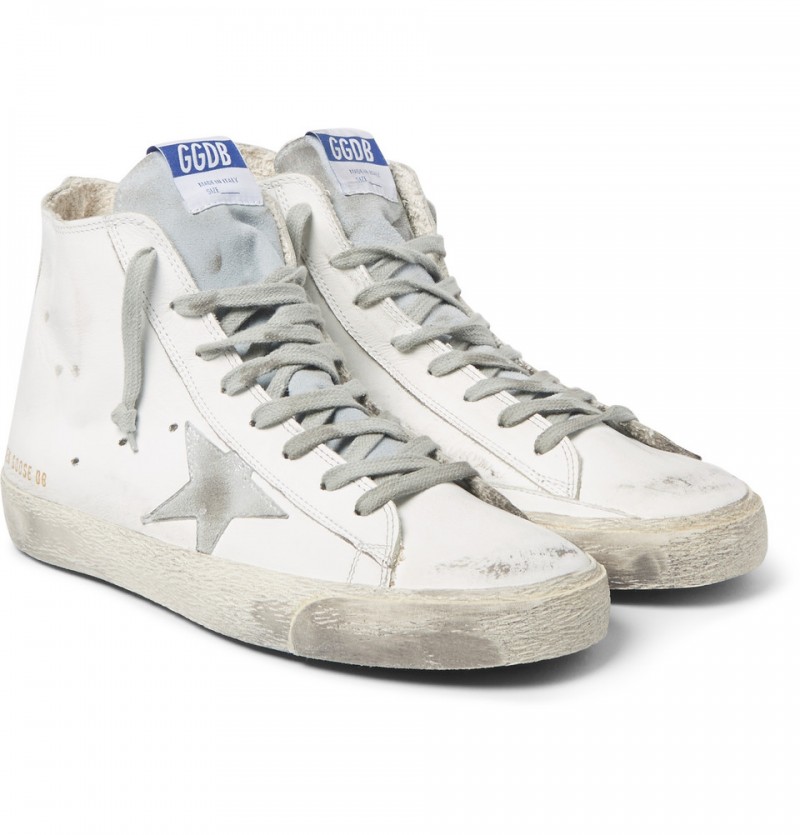 Golden Goose Deluxe Brand Distressed Leather High Top Sneakers