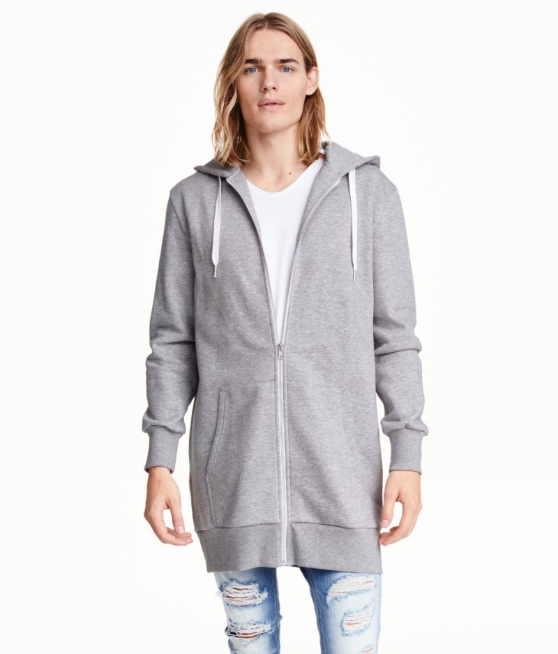 Ton Heukels models a H&M Long Hooded Jacket in Gray