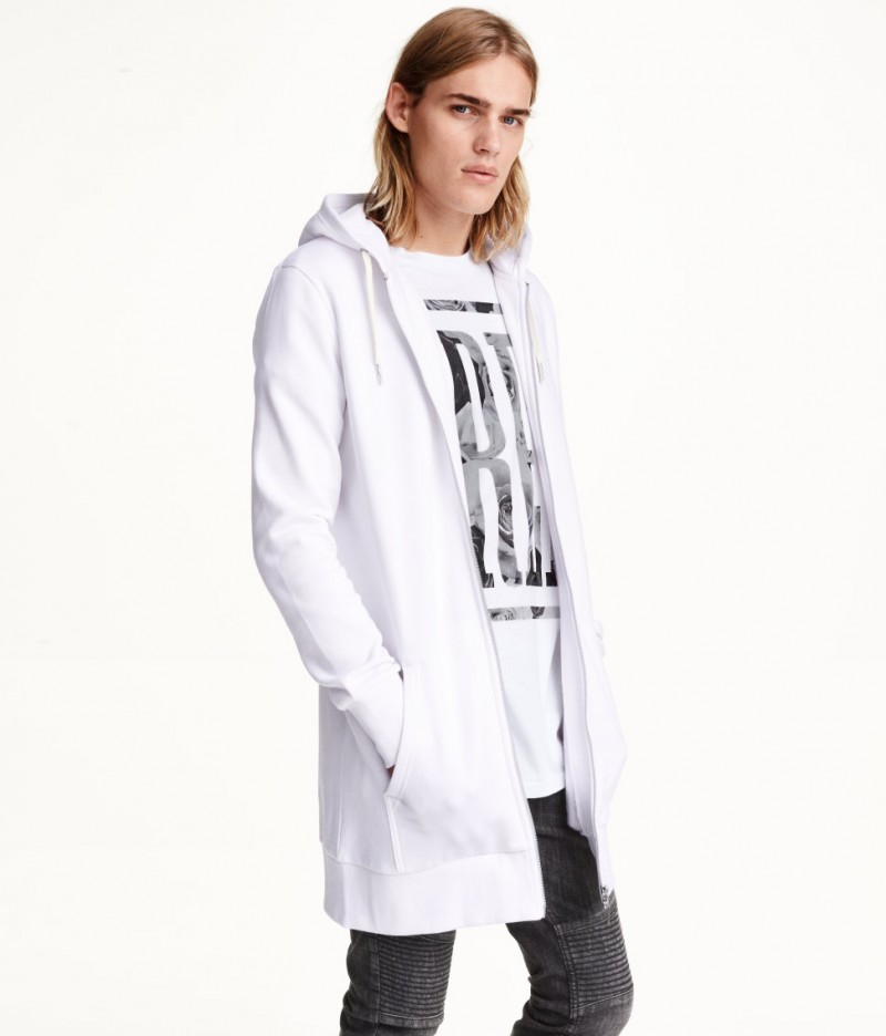 Ton Heukels models a H&M Long Hooded Jacket in White