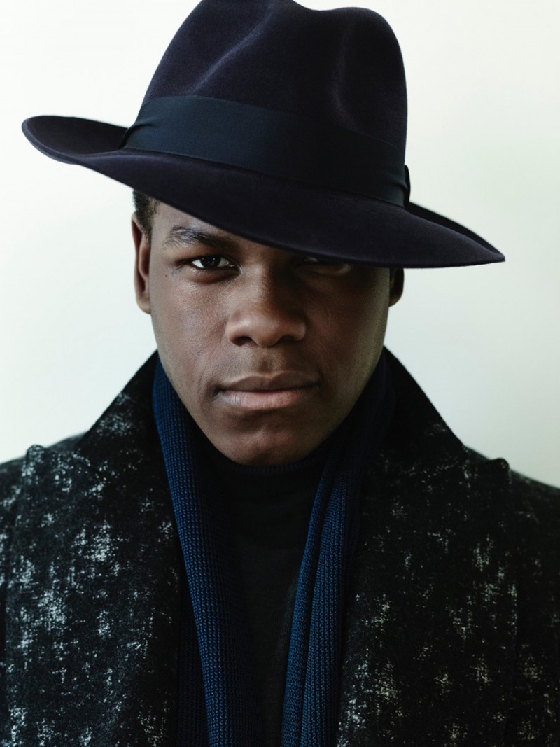 John Boyega photographed by Bryan Adams in a chic felt fedora hat.