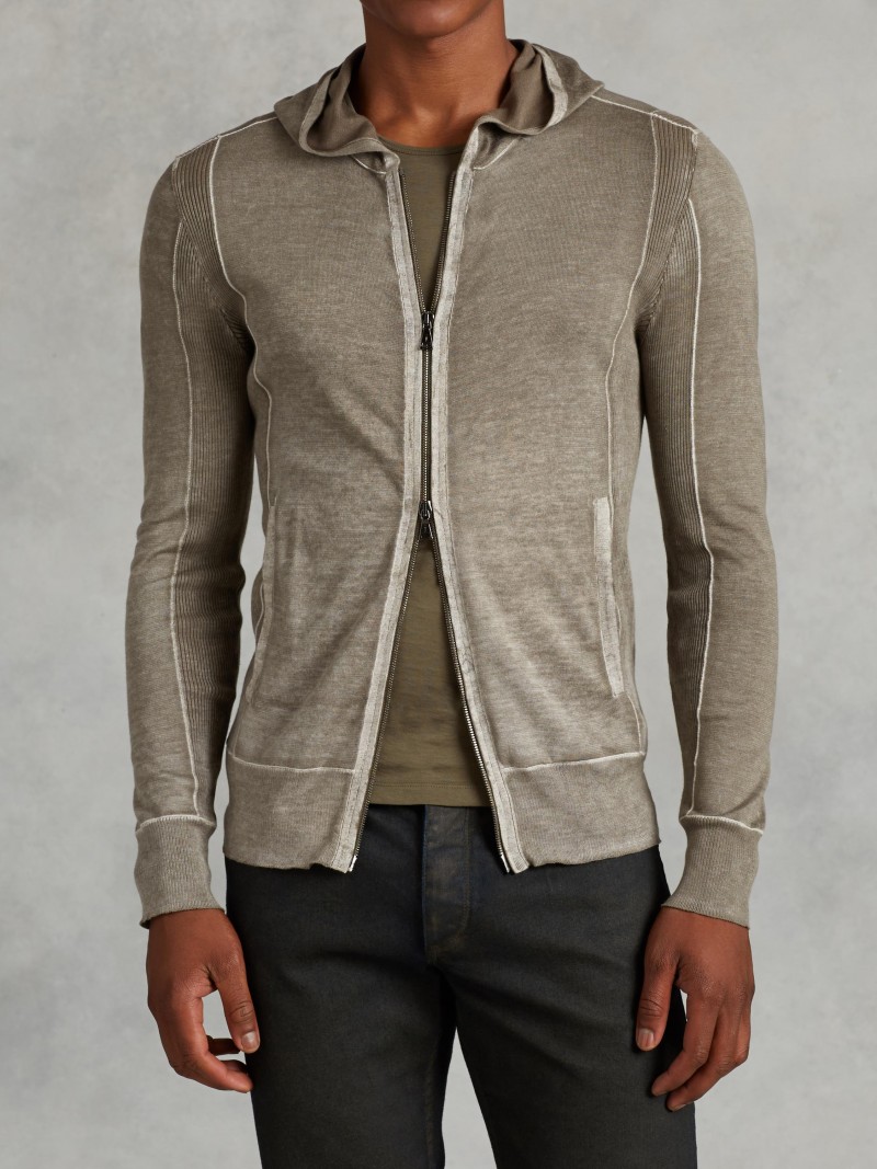 John Varvatos Resort 2016 Silk Cotton Hooded Sweater