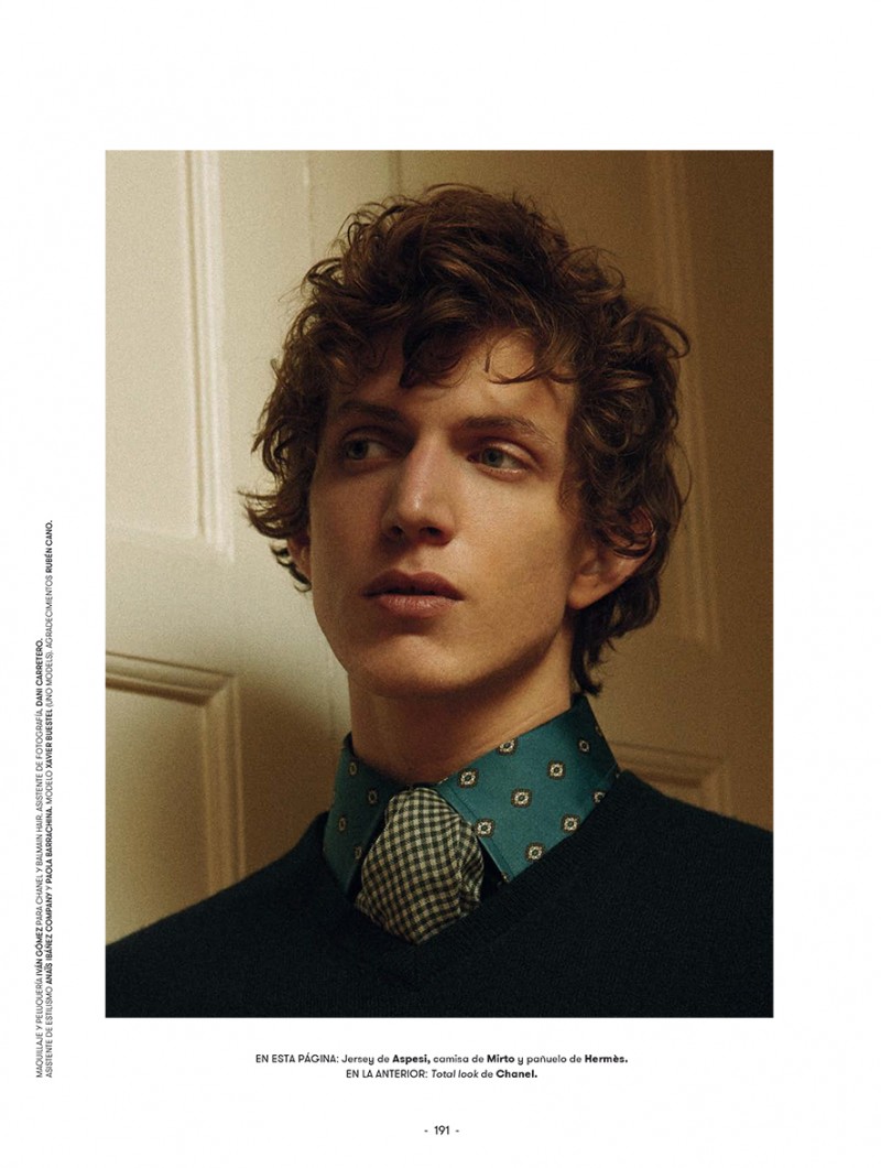 Xavier Buestel makes a dandy impression in a patterned shirt from Aspesi.