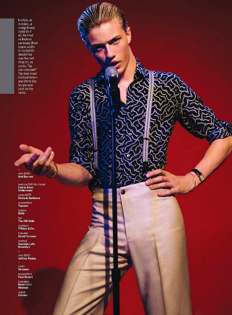 Lucky Blue Smith channels David Bowie for an editorial in GQ.
