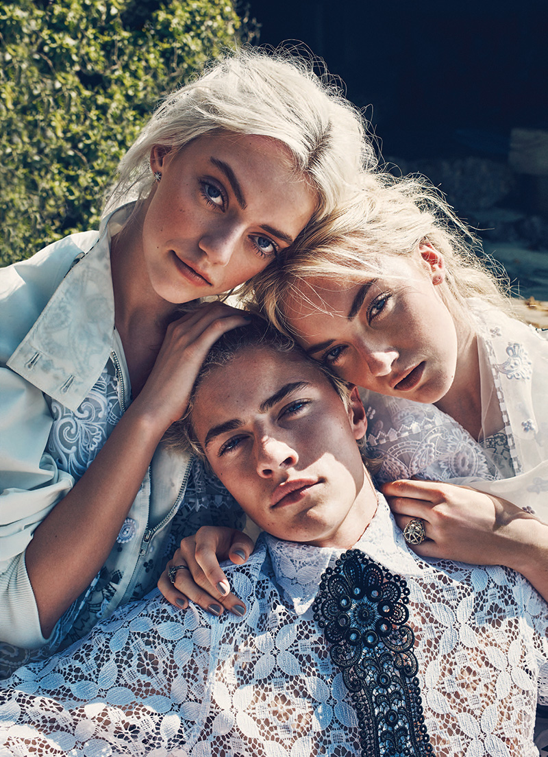 Lucky Blue Smith and his sisters Daisy and Pyper for Marie Claire.