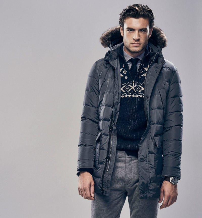 Gaspard wears a quilted parka from Massimo Dutti's 2015 Après Ski collection.