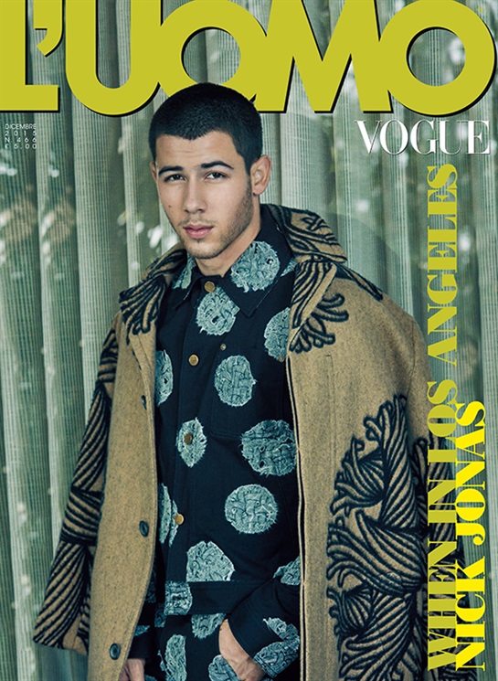 Nick Jonas covers the December 2015 issue of L'Uomo Vogue.