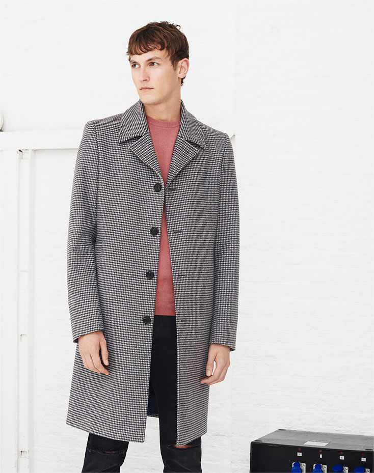 Zara Long Houndstooth Coat