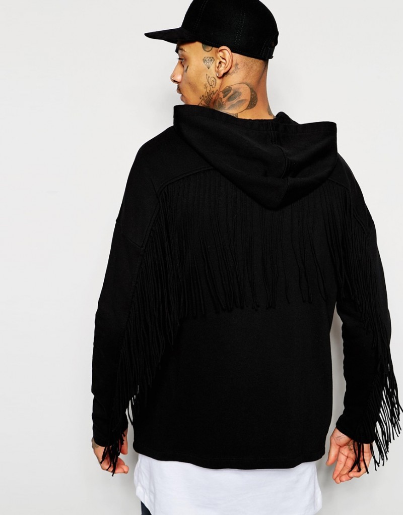 ASOS Zip-Up Hoodie with Fringe