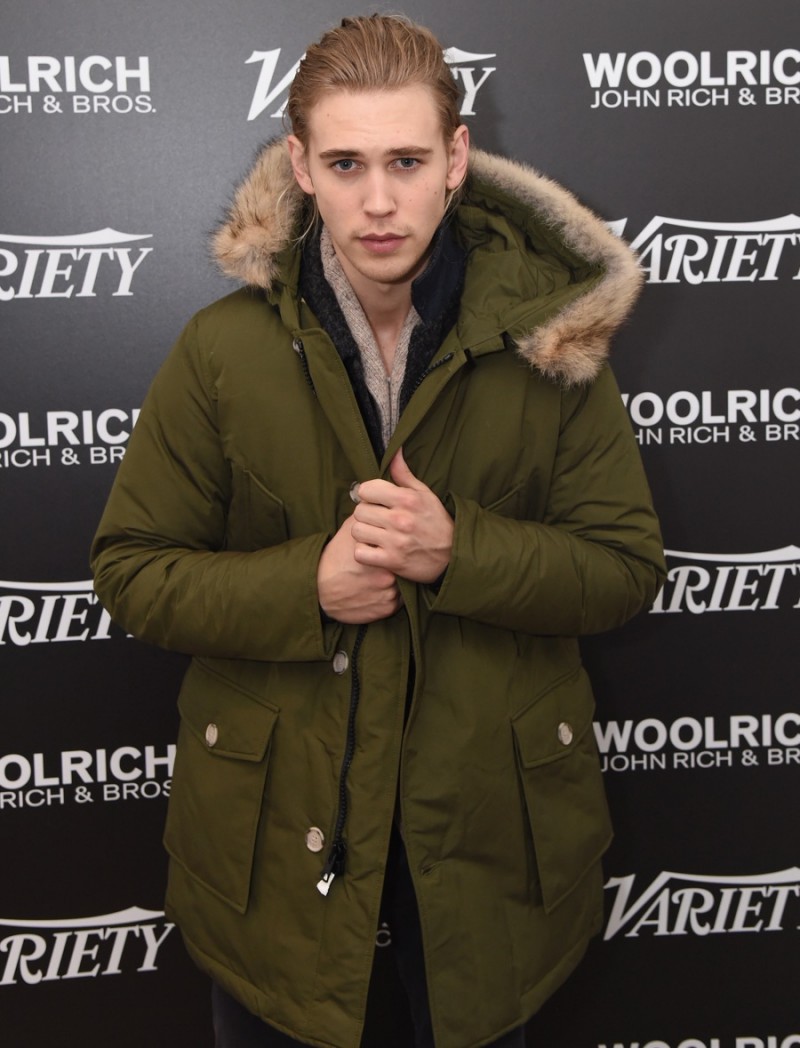 Austin Butler poses for a photo in Woolrich John Rich & Bros. at the 2016 Sundance Film Festival.