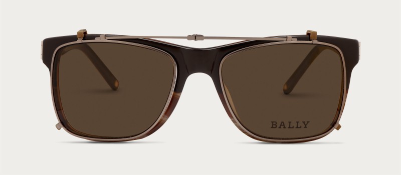 Bally Clip-On Lens Sunglasses in Brown and Gunmetal. 