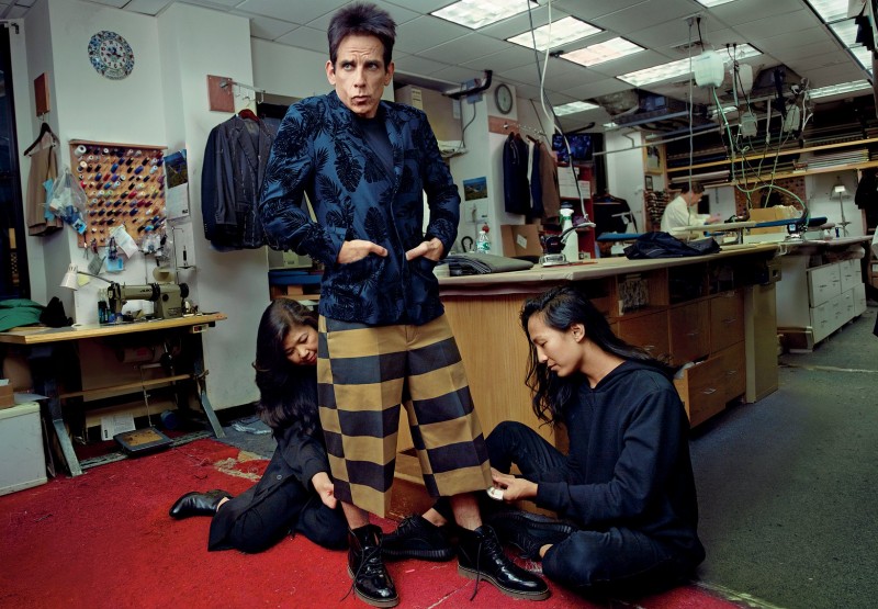 Derek Zoolander (Ben Stiller) takes part in a fitting with designer Alexander Wang.