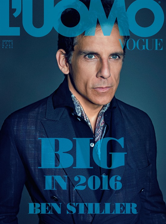 Ben Stiller covers the February 2016 issue of L'Uomo Vogue.