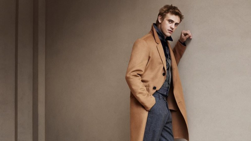Boyd Holbrook wears cashmere coat Theory, slim-fit patchwork jacket Kapital and flannel suit trousers Oliver Spencer.