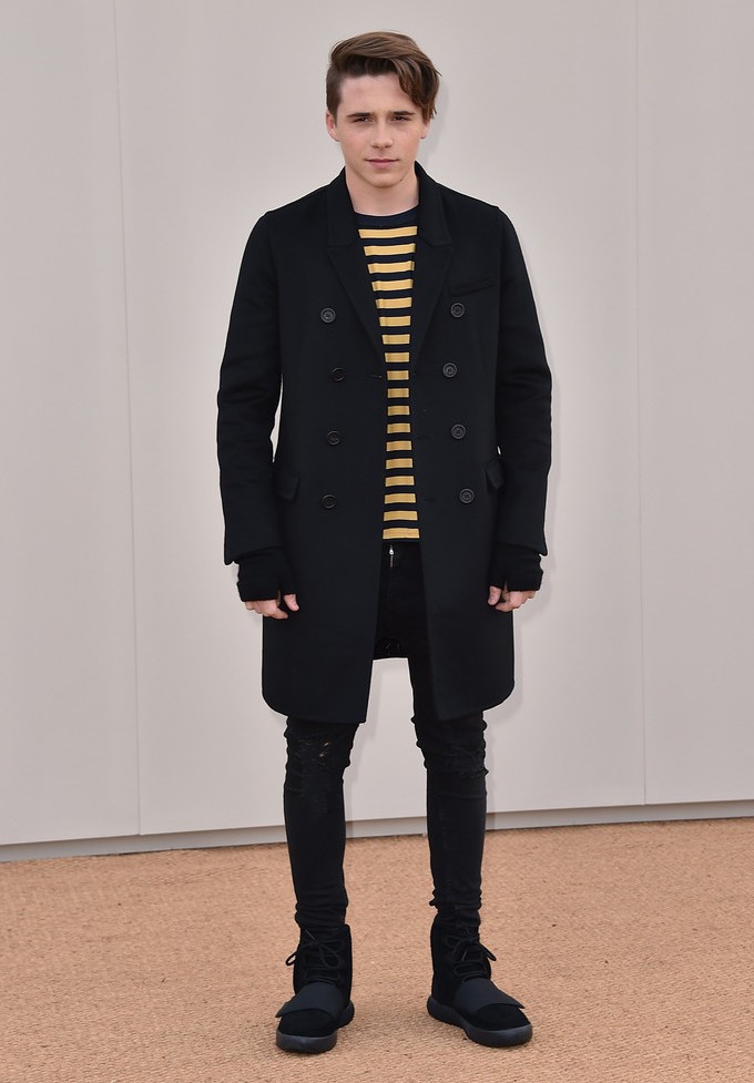 Brooklyn Beckham at Burberry's fall-winter 2016 menswear runway show.