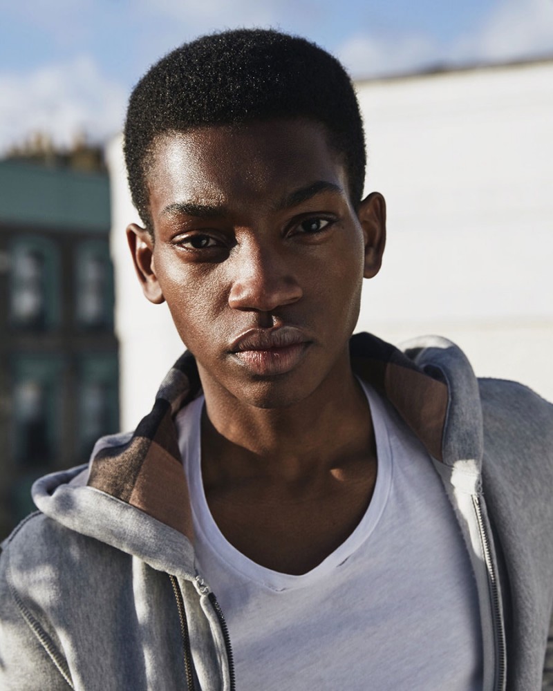 Model Carvell Conduah photographed by Brooklyn Beckham for Burberry Brit