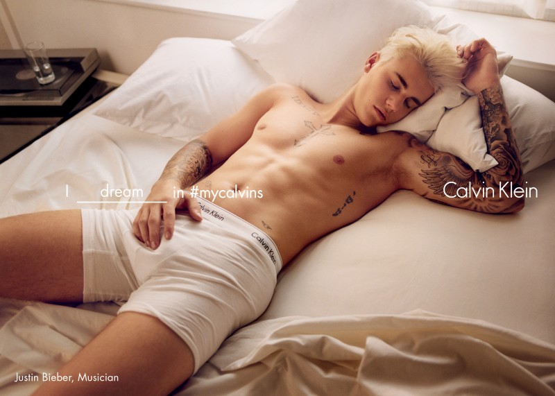 Justin Bieber rocks Calvin Klein underwear in bed for the label's spring-summer 2016 campaign.