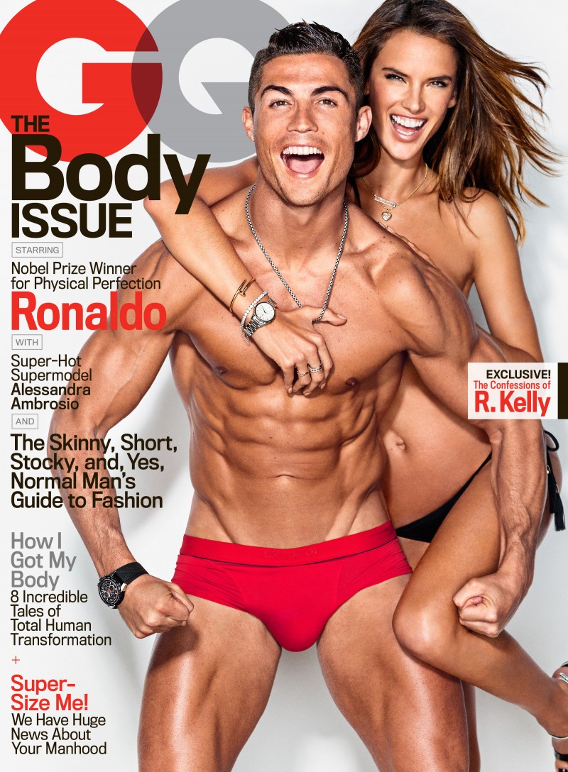 Cristiano Ronaldo and Alessandra Ambrosio cover American GQ.