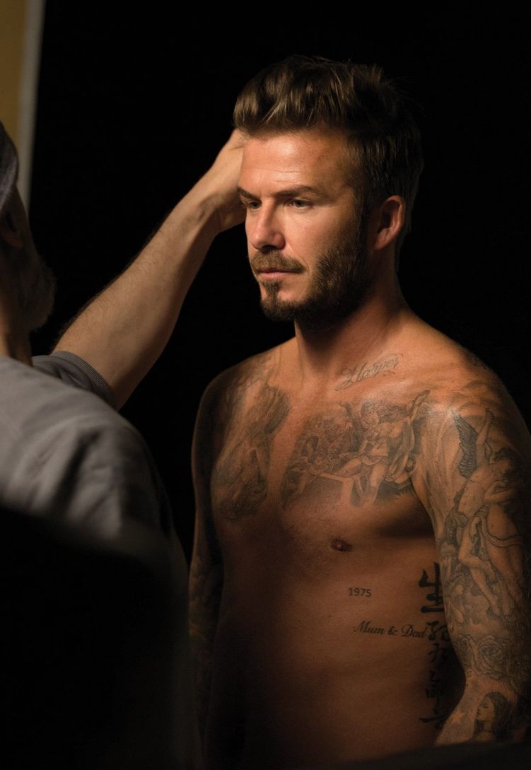 David Beckham behind the scenes, shooting the campaign for his fragrance David Beckham Beyond. David Beckham Shirtless