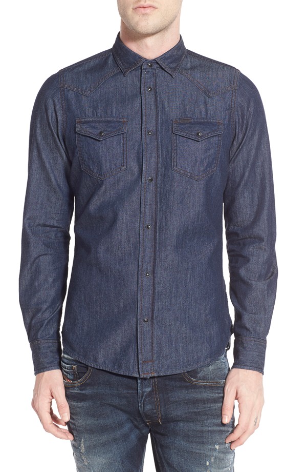 Diesel New Sonora Western Style Denim Shirt