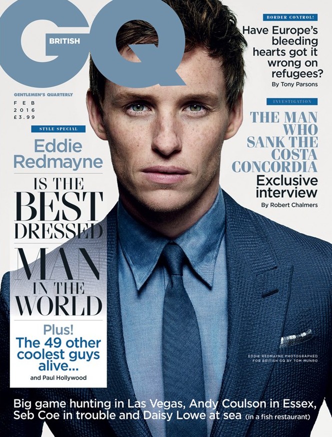 Eddie Redmayne covers the February 2016 issue of British GQ. » Eddie Redmayne Covers British GQ, Talks Choosing Roles Eddie Redmayne covers the February 2016 issue of British GQ.