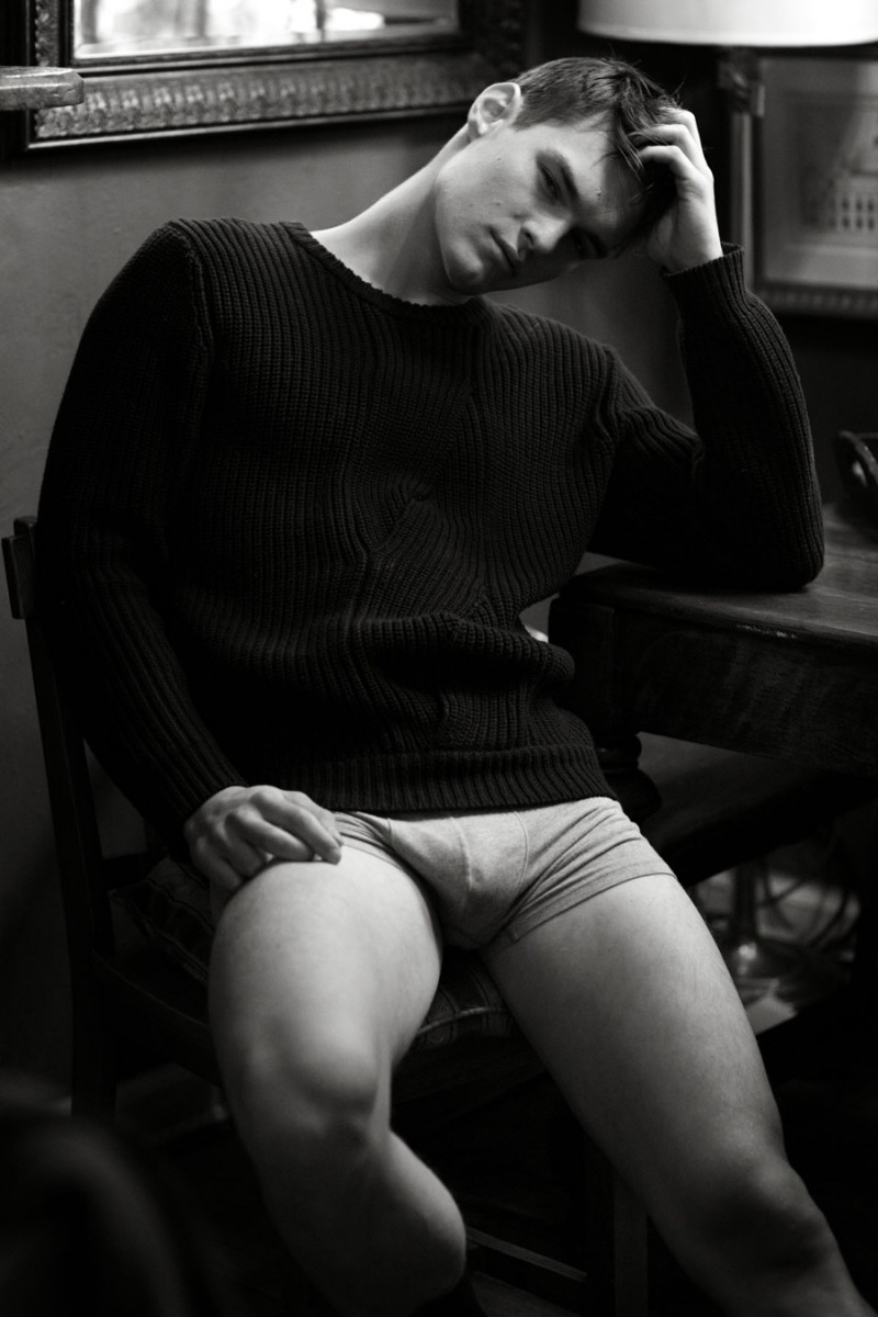 Christian wears sweater Hyden Yoo and underwear Calvin Klein.